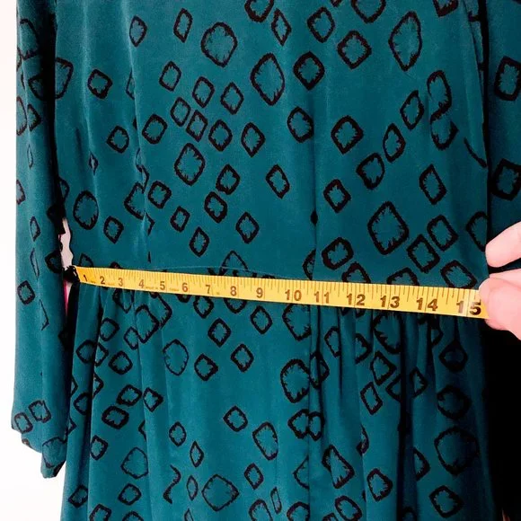 urban outfitters long sleeve 100% silk teal dress - Picture 8 of 10